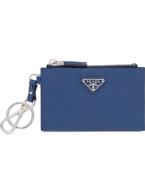 prada card holder blue|Prada card holder keychain.